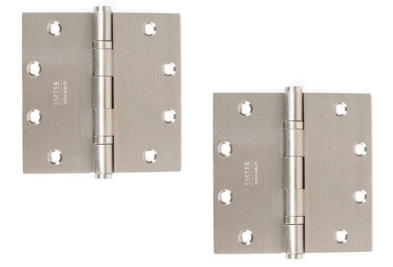 Emtek Heavy Duty Solid Brass Ball Bearing Hinge, 5" x 5" with Square Corners in Satin Nickel finish