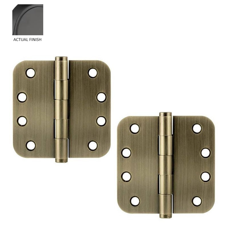 Emtek Heavy Duty Solid Brass Plain Bearing Hinge, 4" x 4" with 5/8" Radius Corners in Flat Black finish