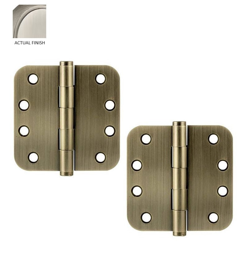 Emtek Heavy Duty Solid Brass Plain Bearing Hinge, 4" x 4" with 5/8" Radius Corners in Pewter finish