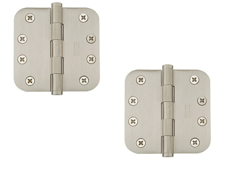 Emtek Heavy Duty Solid Brass Plain Bearing Hinge, 4" x 4" with 5/8" Radius Corners in Satin Nickel finish