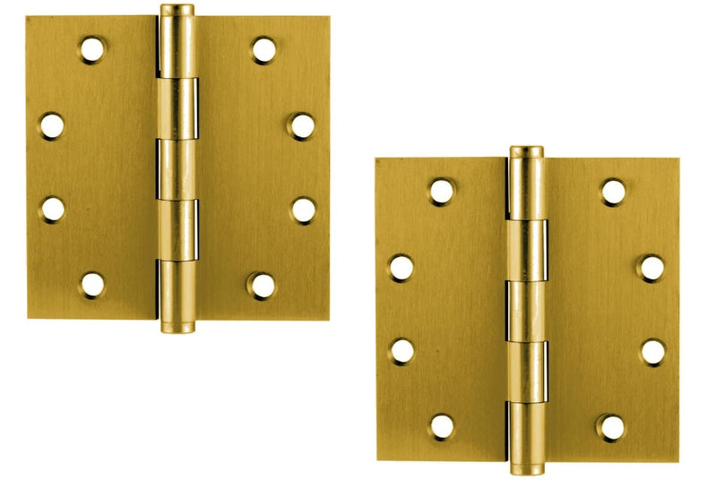 Emtek Heavy Duty Solid Brass Plain Bearing Hinge, 4.5" x 4.5" with Square Corners in Satin Brass finish