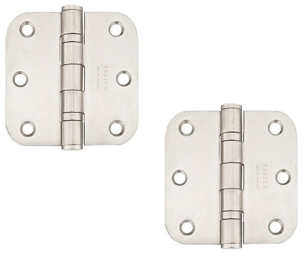 Emtek Heavy Duty Stainless Steel Ball Bearing Hinge, 3.5" x 3.5" with 5/8" Radius Corners in Brushed Stainless Steel finish