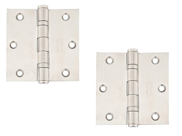 Emtek Heavy Duty Stainless Steel Ball Bearing Hinge, 3.5" x 3.5" with Square Corners in Brushed Stainless Steel finish