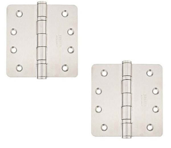 Emtek Heavy Duty Stainless Steel Ball Bearing Hinge, 4" x 4" with 1/4" Radius Corners in Brushed Stainless Steel finish