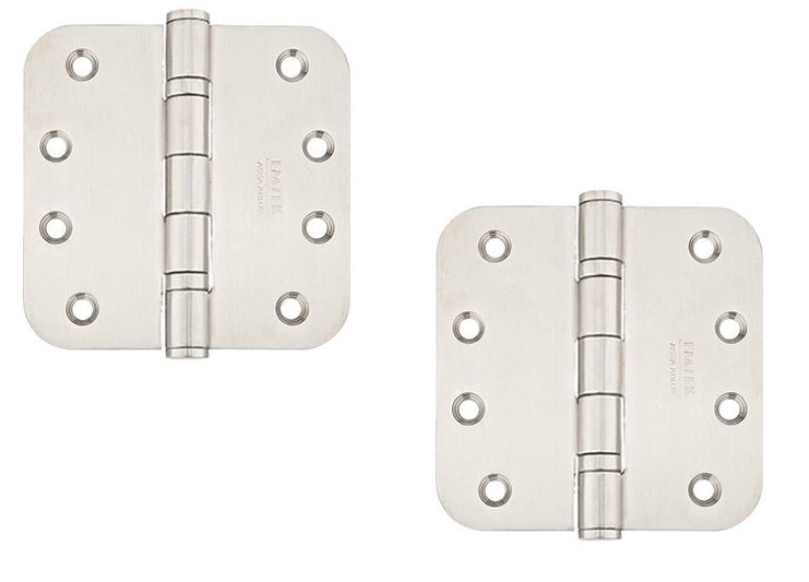 Emtek Heavy Duty Stainless Steel Ball Bearing Hinge, 4" x 4" with 5/8" Radius Corners in Brushed Stainless Steel finish