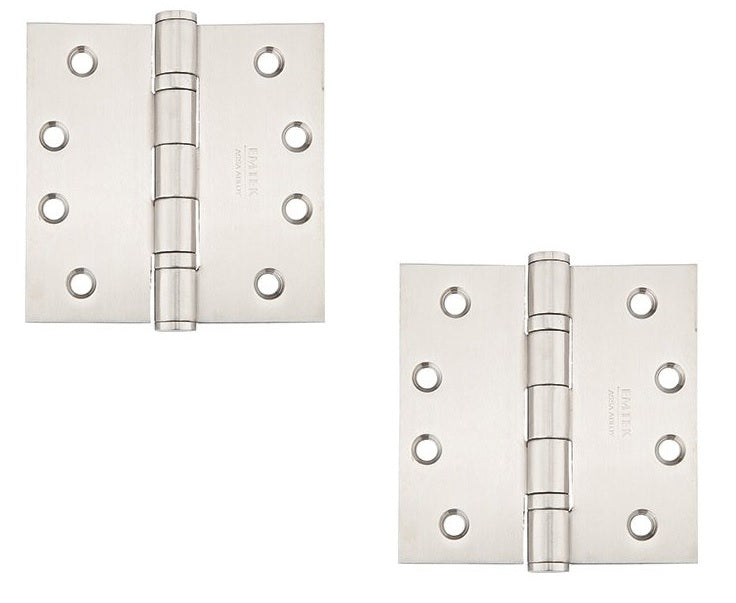 Emtek Heavy Duty Stainless Steel Ball Bearing Hinge, 4" x 4" with Square Corners in Brushed Stainless Steel finish