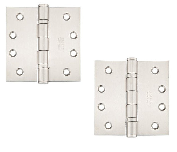 Emtek Heavy Duty Stainless Steel Ball Bearing Hinge, 4.5" x 4.5" with Square Corners in Brushed Stainless Steel finish