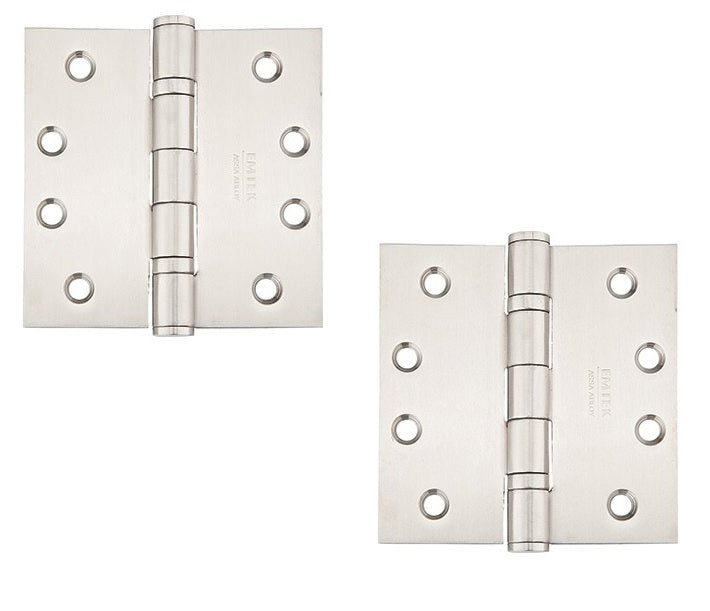 Emtek Heavy Duty Stainless Steel Ball Bearing Hinge, 4.5" x 4.5" with Square Corners in Brushed Stainless Steel finish