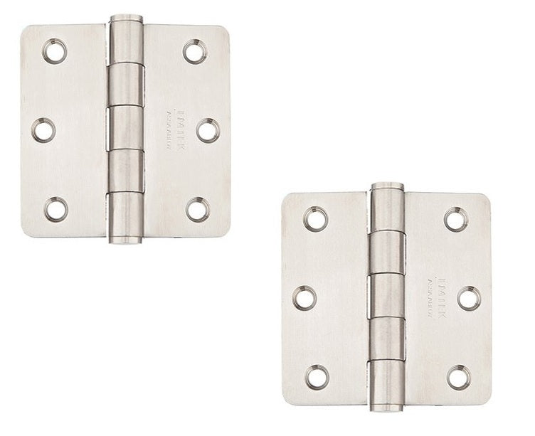 Emtek Heavy Duty Stainless Steel Plain Bearing Hinge, 3.5" x 3.5" with 1/4" Radius Corners in Brushed Stainless Steel finish