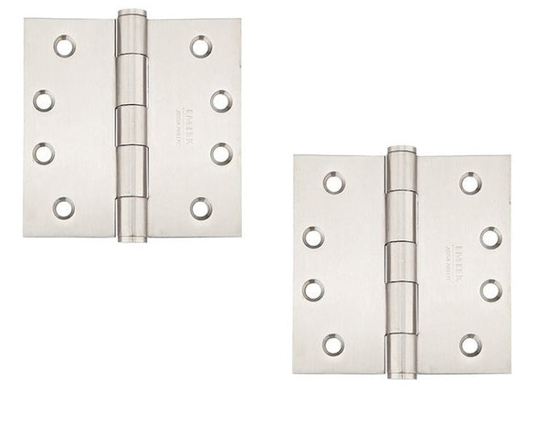 Emtek Heavy Duty Stainless Steel Plain Bearing Hinge, 4" x 4" with Square Corners in Brushed Stainless Steel finish