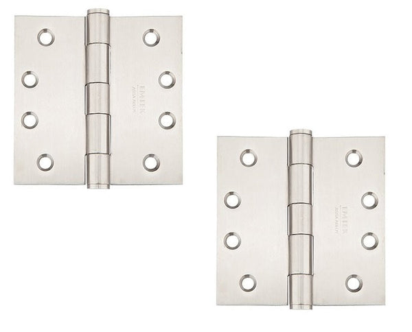 Emtek Heavy Duty Stainless Steel Plain Bearing Hinge, 4.5" x 4.5" with Square Corners in Brushed Stainless Steel finish
