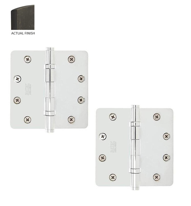 Emtek Heavy Duty Steel Ball Bearing Hinge, 4" x 4" with 1/4" Radius Corners in Medium Bronze Patina finish