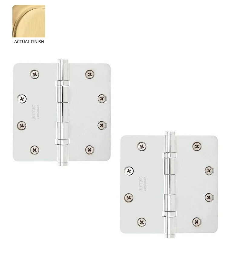 Emtek Heavy Duty Steel Ball Bearing Hinge, 4" x 4" with 1/4" Radius Corners in Satin Brass finish