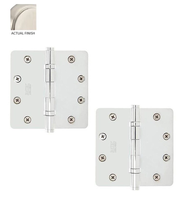 Emtek Heavy Duty Steel Ball Bearing Hinge, 4" x 4" with 1/4" Radius Corners in Satin Nickel finish