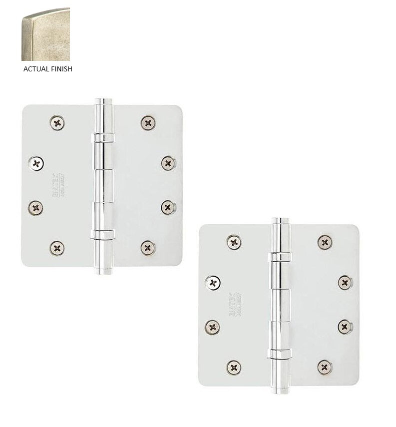 Emtek Heavy Duty Steel Ball Bearing Hinge, 4" x 4" with 1/4" Radius Corners in Tumbled White Bronze finish