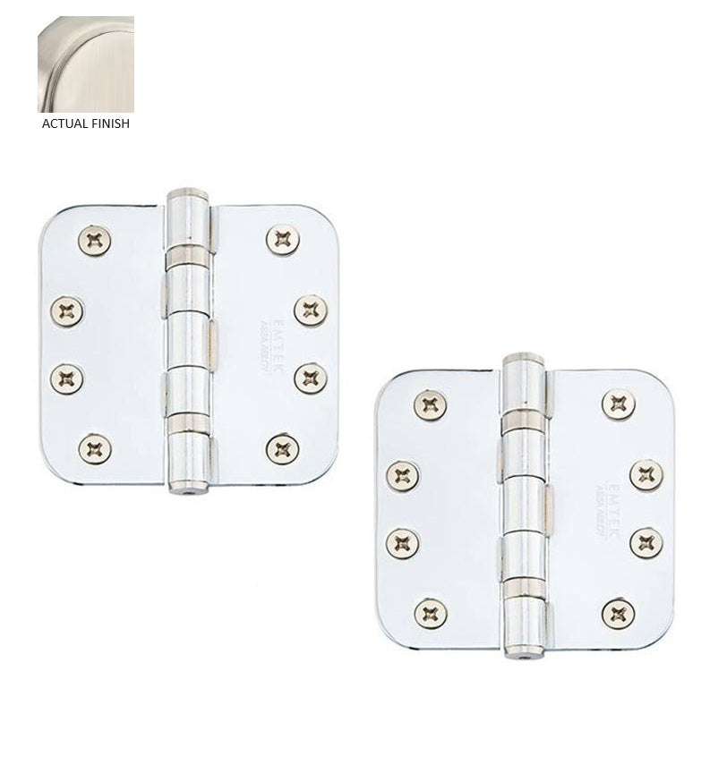 Emtek Heavy Duty Steel Ball Bearing Hinge, 4" x 4" with 5/8" Radius Corners in Satin Nickel finish