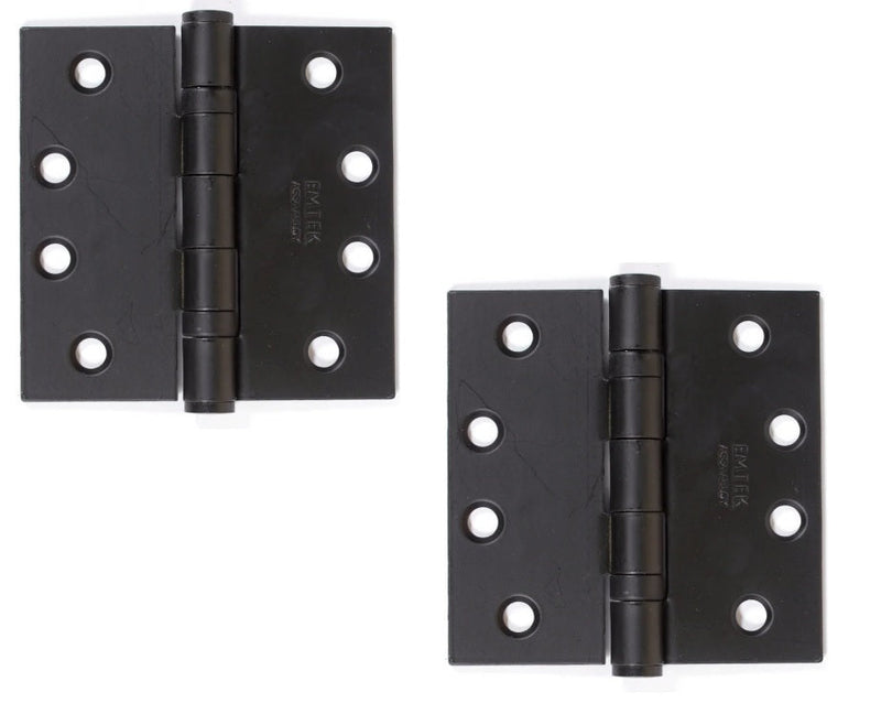 Emtek Heavy Duty Steel Ball Bearing Hinge, 4" x 4" with Square Corners in Flat Black finish