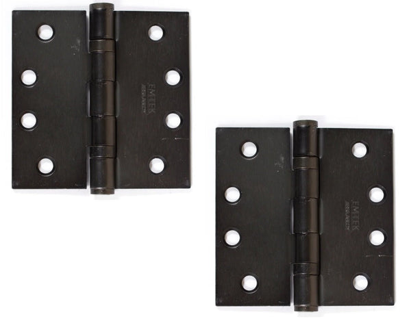 Emtek Heavy Duty Steel Ball Bearing Hinge, 4" x 4" with Square Corners in Oil Rubbed Bronze finish