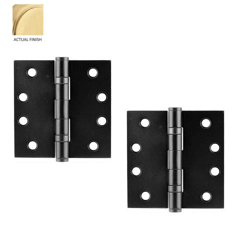 Emtek Heavy Duty Steel Ball Bearing Hinge, 4" x 4" with Square Corners in Satin Brass finish