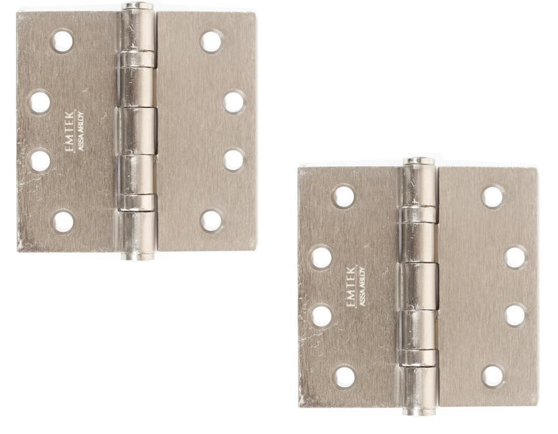 Emtek Heavy Duty Steel Ball Bearing Hinge, 4" x 4" with Square Corners in Satin Nickel finish