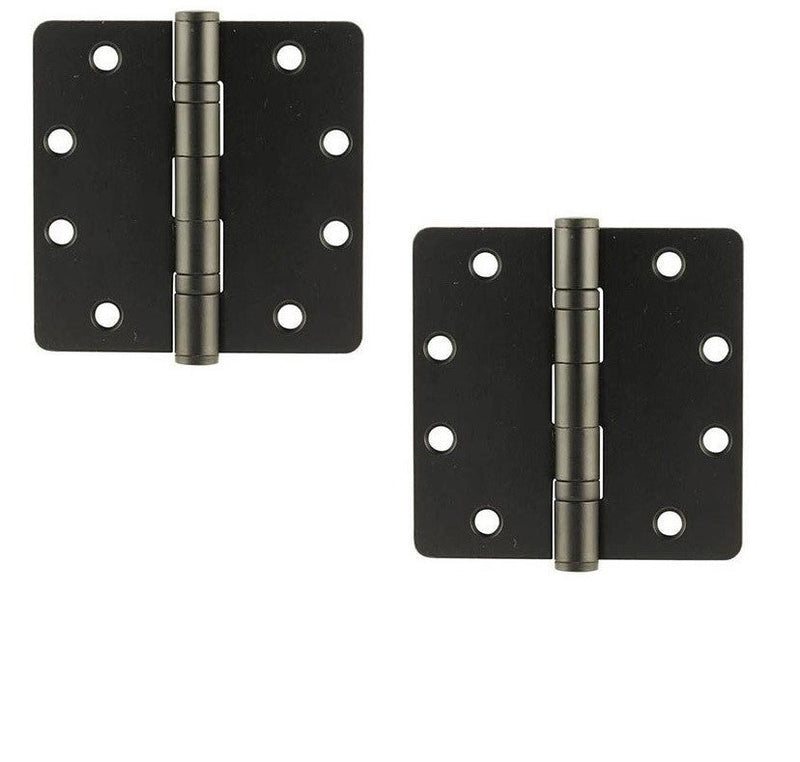 Emtek Heavy Duty Steel Ball Bearing Hinge, 4.5" x 4.5" with 1/4" Radius Corners in Flat Black finish