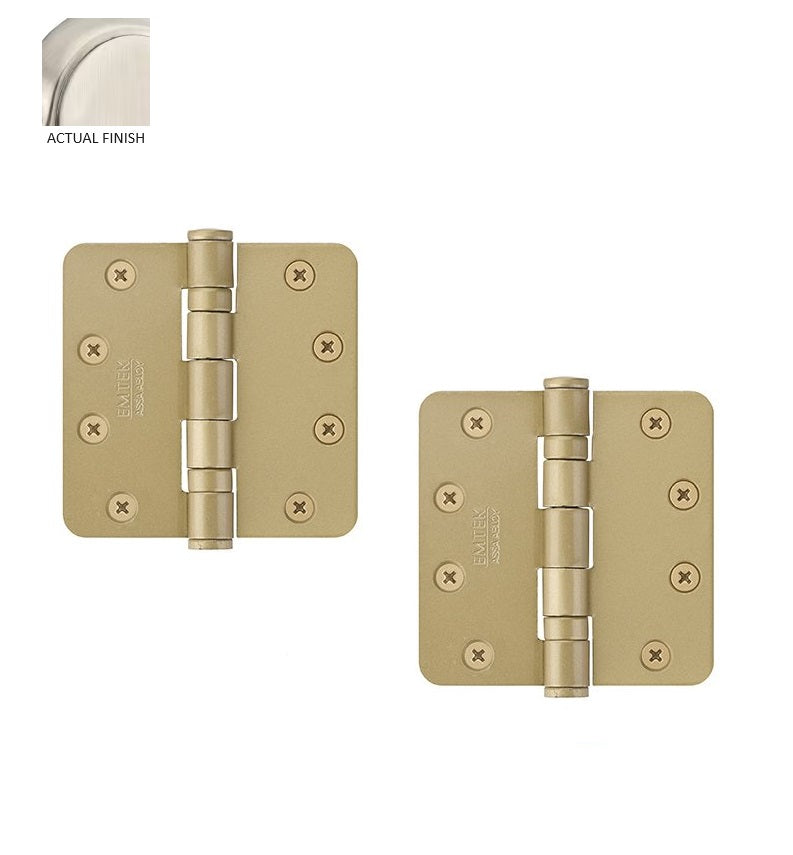 Emtek Heavy Duty Steel Ball Bearing Hinge, 4.5" x 4.5" with 1/4" Radius Corners in Satin Nickel finish