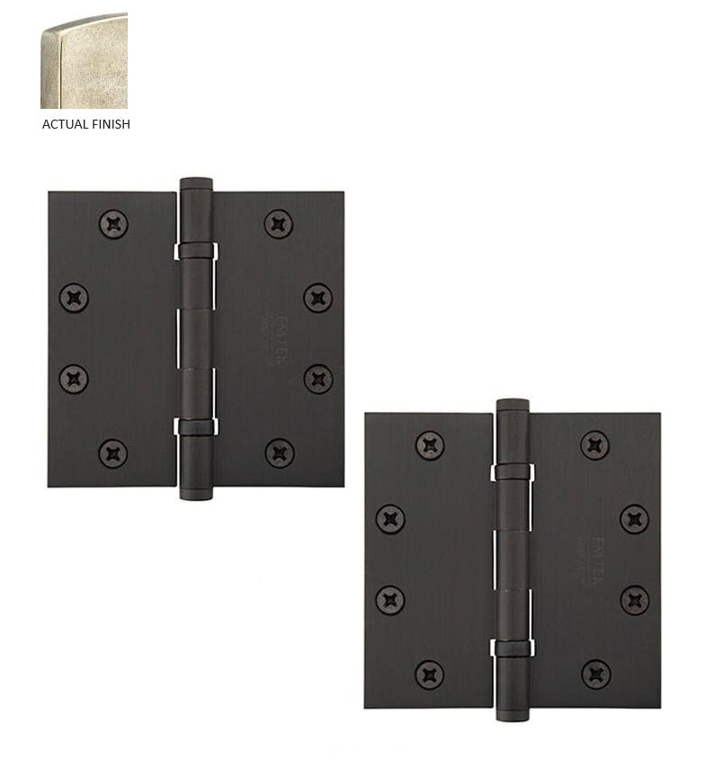 Emtek Heavy Duty Steel Ball Bearing Hinge, 4.5" x 4.5" with Square Corners in Tumbled White Bronze finish