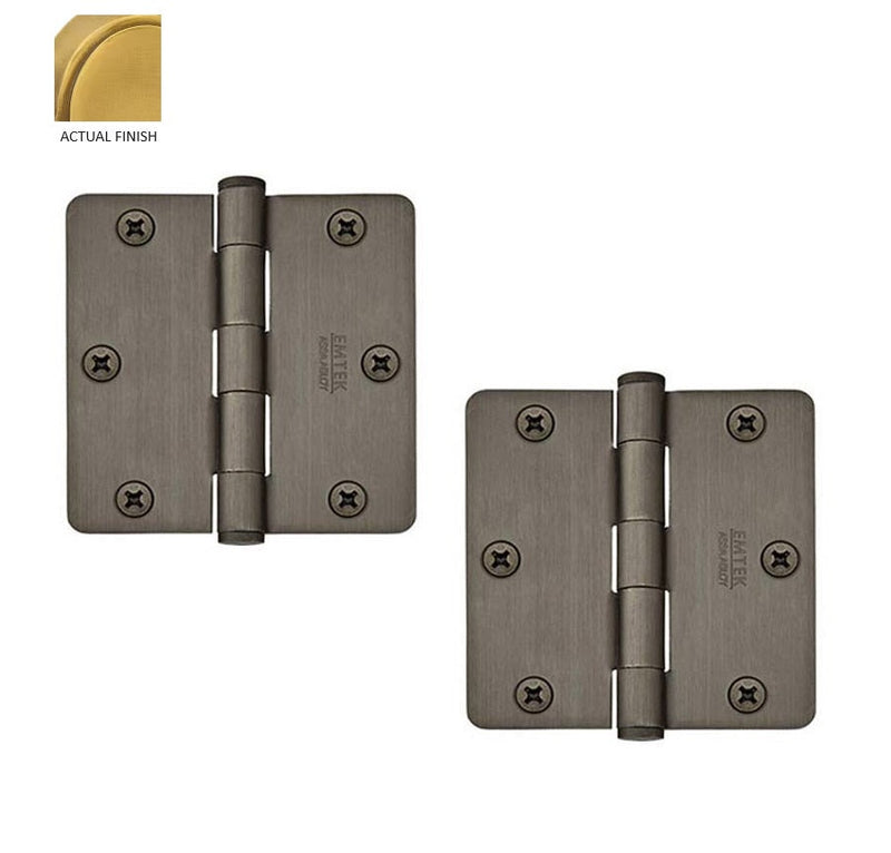 Emtek Heavy Duty Steel Plain Bearing Hinge, 3.5" x 3.5" with 1/4" Radius Corners in French Antique finish