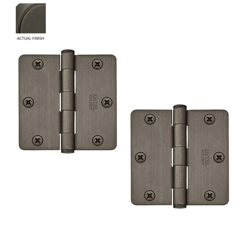 Emtek Heavy Duty Steel Plain Bearing Hinge, 3.5" x 3.5" with 1/4" Radius Corners in Oil Rubbed Bronze finish