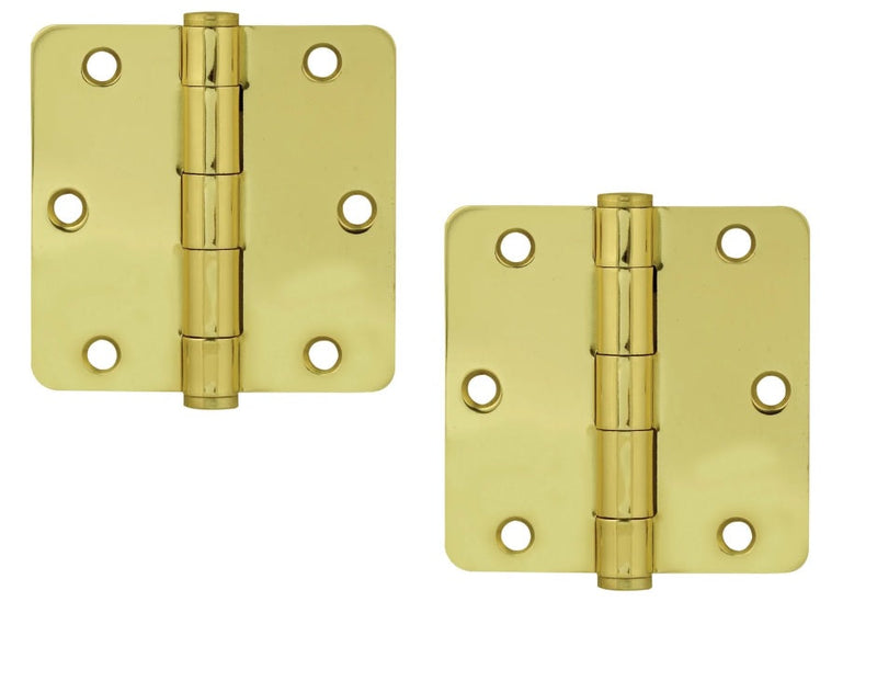 Emtek Heavy Duty Steel Plain Bearing Hinge, 3.5" x 3.5" with 1/4" Radius Corners in Polished Brass finish