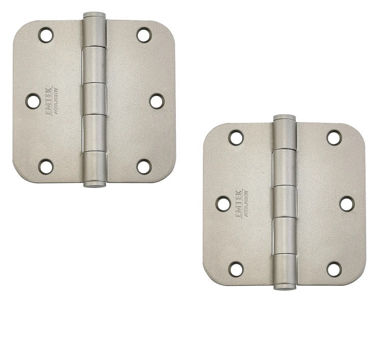 Emtek Heavy Duty Steel Plain Bearing Hinge, 3.5" x 3.5" with 5/8" Radius Corners in Tumbled White Bronze finish