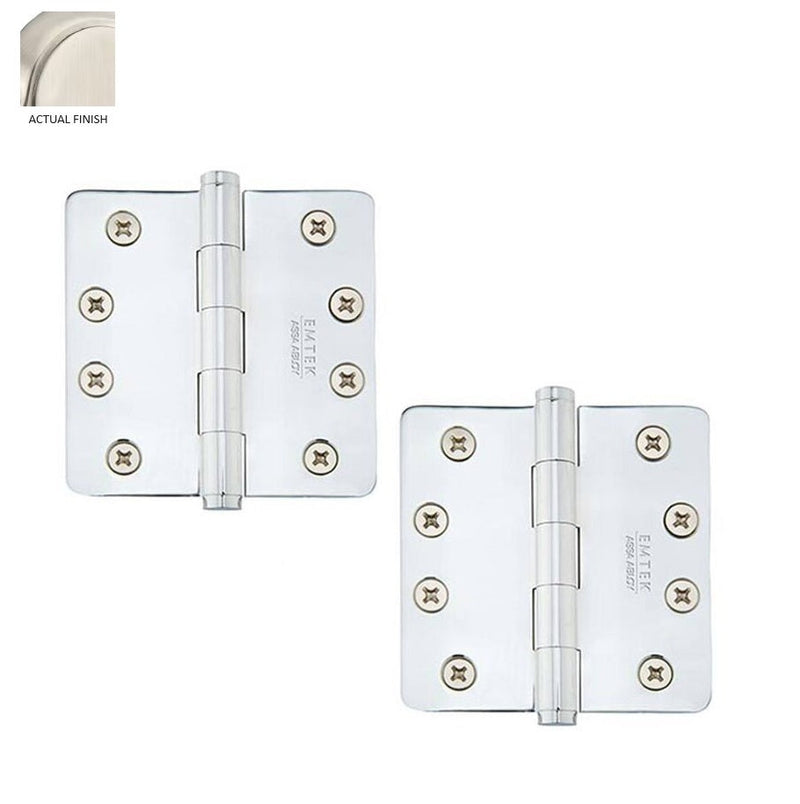 Emtek Heavy Duty Steel Plain Bearing Hinge, 4" x 4" with 1/4" Radius Corners in Satin Nickel finish