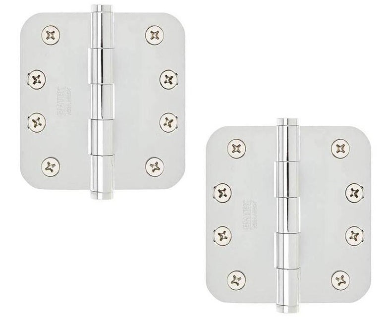 Emtek Heavy Duty Steel Plain Bearing Hinge, 4" x 4" with 5/8" Radius Corners in Polished Chrome finish