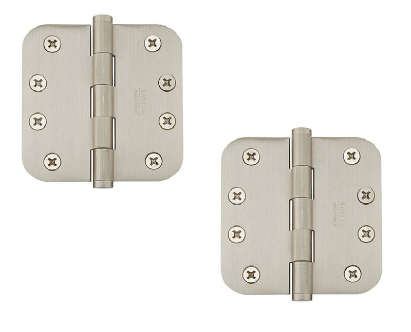 Emtek Heavy Duty Steel Plain Bearing Hinge, 4" x 4" with 5/8" Radius Corners in Satin Nickel finish