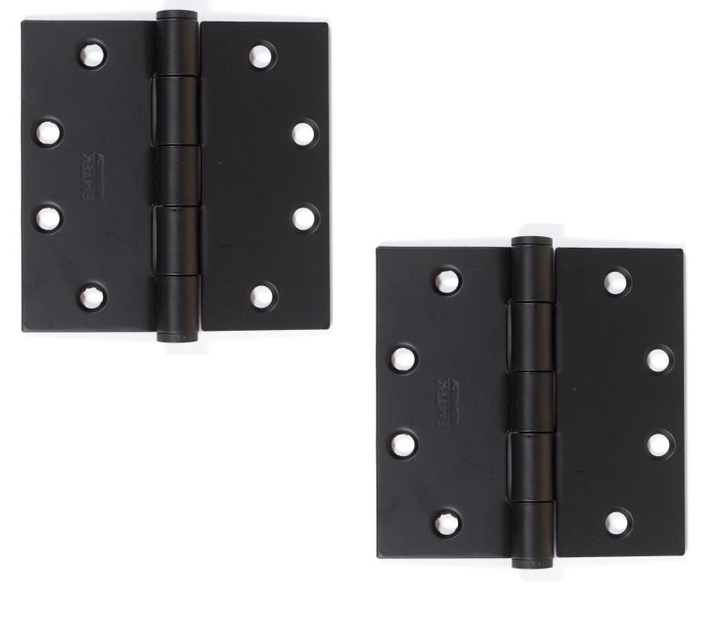 Emtek Heavy Duty Steel Plain Bearing Hinge, 4.5" x 4.5" with Square Corners in Flat Black finish