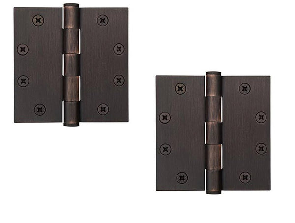 Emtek Heavy Duty Steel Plain Bearing Hinge, 4.5" x 4.5" with Square Corners in Oil Rubbed Bronze finish