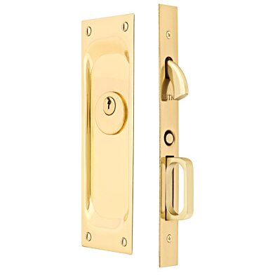 Emtek Keyed Classic Pocket Door Mortise Lock in Polished Brass finish