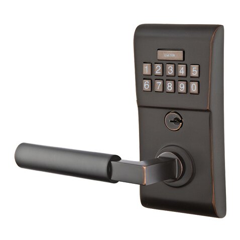 Emtek Modern Electronic Keypad Leverset with Left Handed Hercules Lever in Oil Rubbed Bronze finish