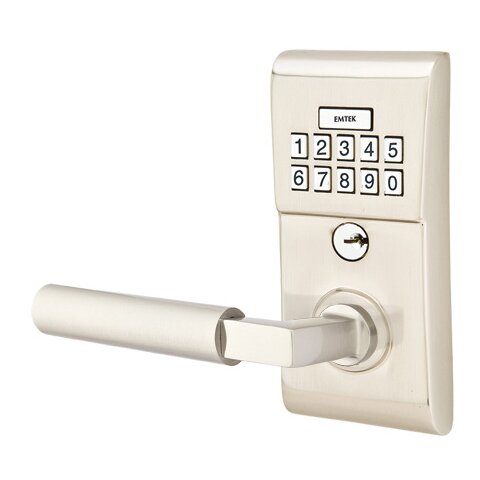 Emtek Modern Electronic Keypad Leverset with Left Handed Hercules Lever in Satin Nickel finish