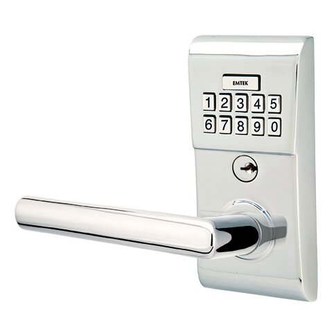 Emtek Modern Electronic Keypad Leverset with Left Handed Stuttgart Lever in Polished Chrome finish