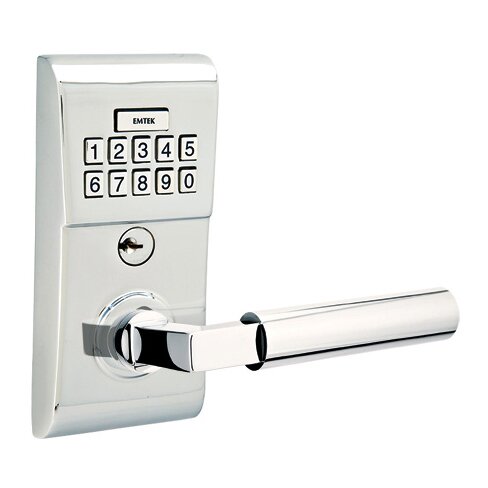 Emtek Modern Electronic Keypad Leverset with Right Handed Hercules Lever in Polished Chrome finish