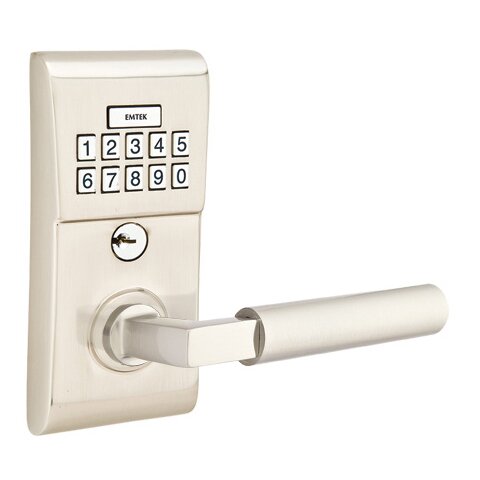 Emtek Modern Electronic Keypad Leverset with Right Handed Hercules Lever in Satin Nickel finish