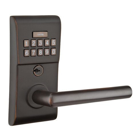 Emtek Modern Electronic Keypad Leverset with Right Handed Stuttgart Lever in Oil Rubbed Bronze finish