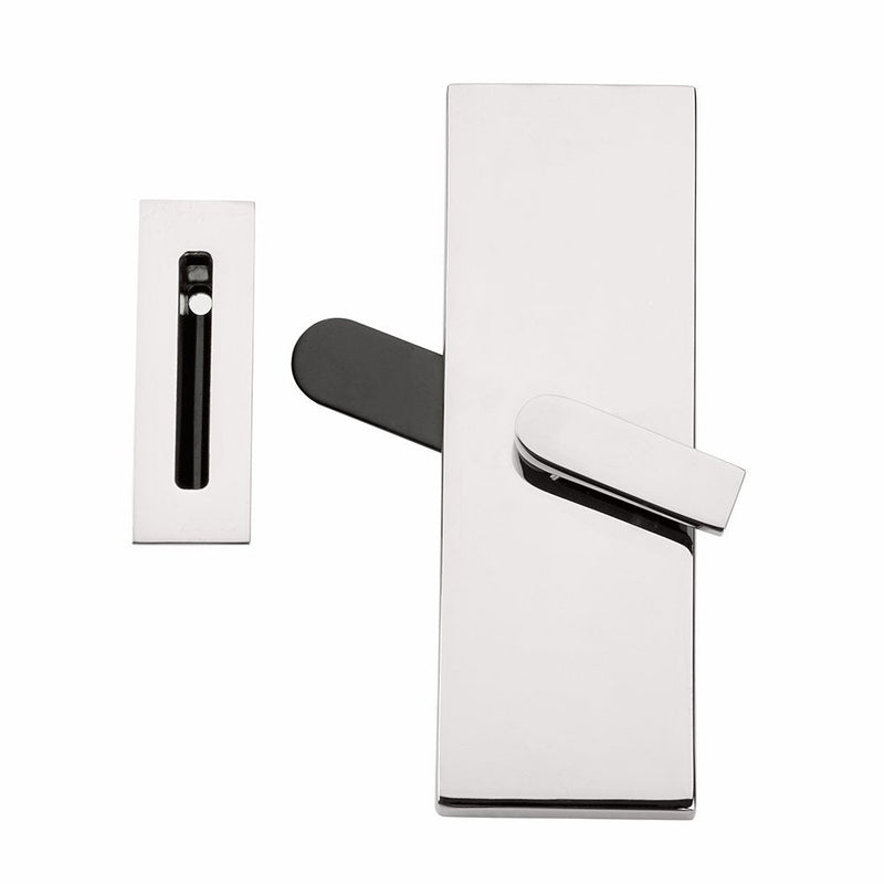 Emtek Modern Rectangular Barn Door Privacy Lock with Strike in Polished Chrome finish