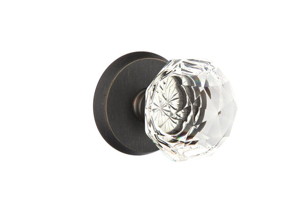 Emtek Passage Diamond Crystal Knob With #2 Rosette in Medium Bronze Patina finish