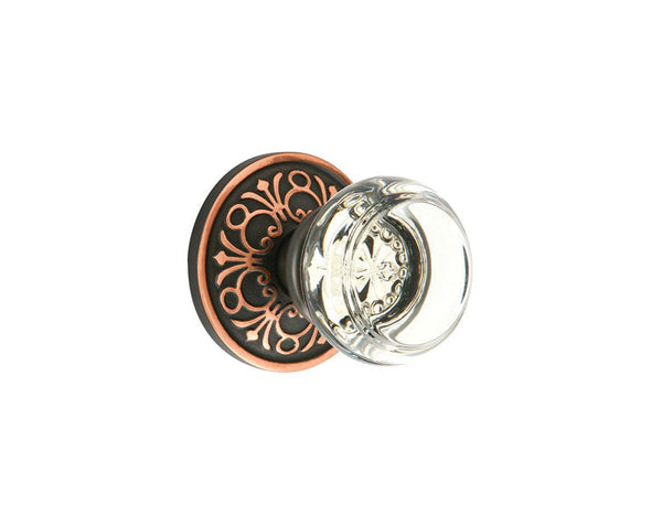 Emtek Passage Georgetown Crystal Knob With Lancaster Rosette in Oil Rubbed Bronze finish