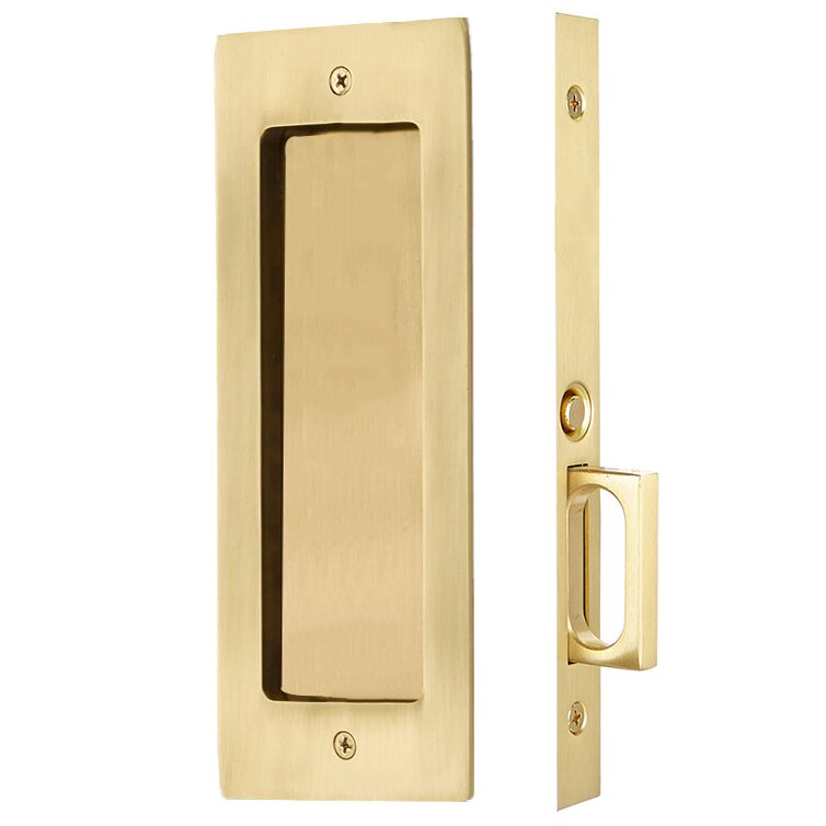 Emtek Passage Modern Rectangular Pocket Door Mortise Lock in French Antique finish