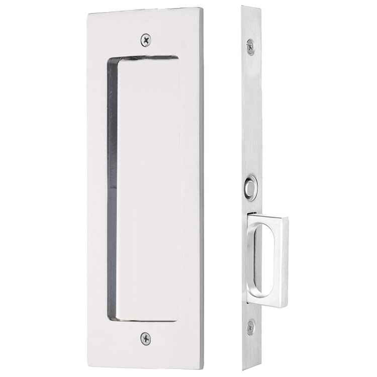 Emtek Passage Modern Rectangular Pocket Door Mortise Lock in Polished Chrome finish