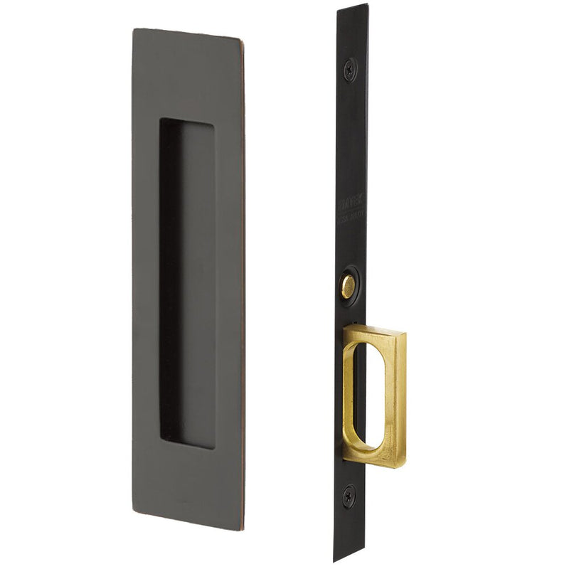 Emtek Passage Narrow Modern Rectangular Pocket Door Mortise Lock in Oil Rubbed Bronze finish