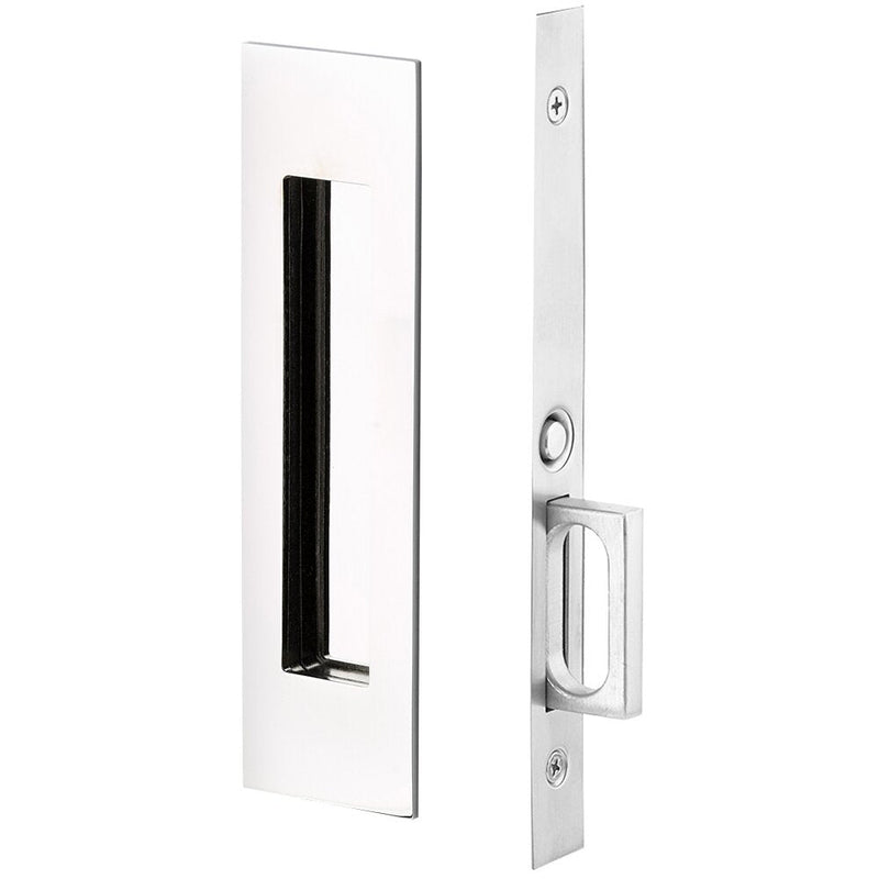 Emtek Passage Narrow Modern Rectangular Pocket Door Mortise Lock in Polished Chrome finish